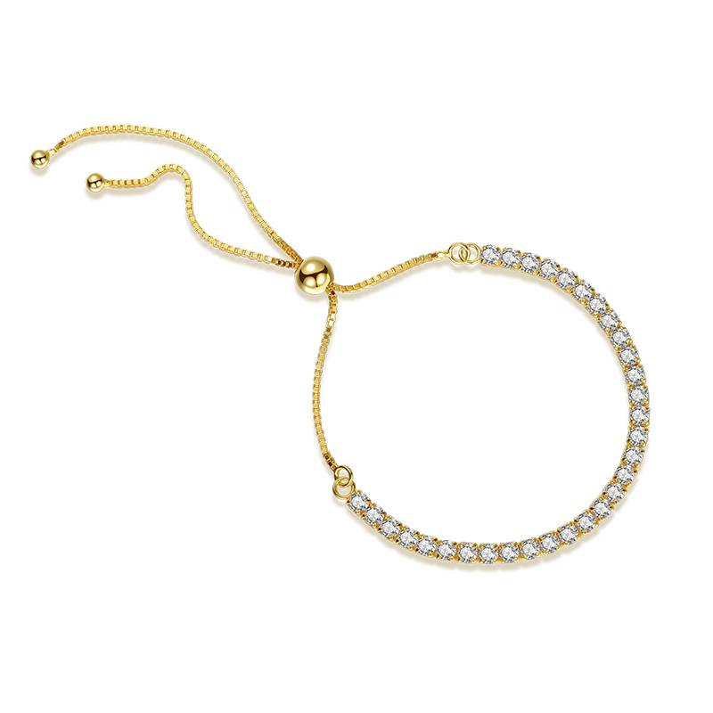 Brd Jewelry 925 Sterling Silver Gold Plated Diamond Adjustable Bracelet, Slider Bracelets I Bracelets For Women A : B0CNT3HSHS