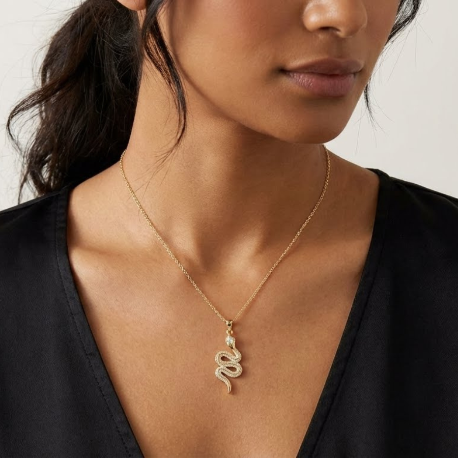 Single Snake Necklace For Women | Minimal Bar Style Pendant Jewellery : 1101178590