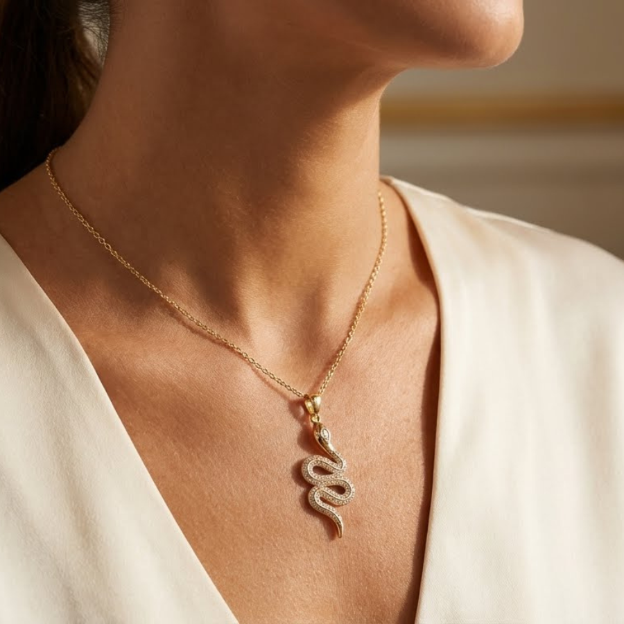 Single Snake Necklace For Women | Minimal Bar Style Pendant Jewellery : 1101178590