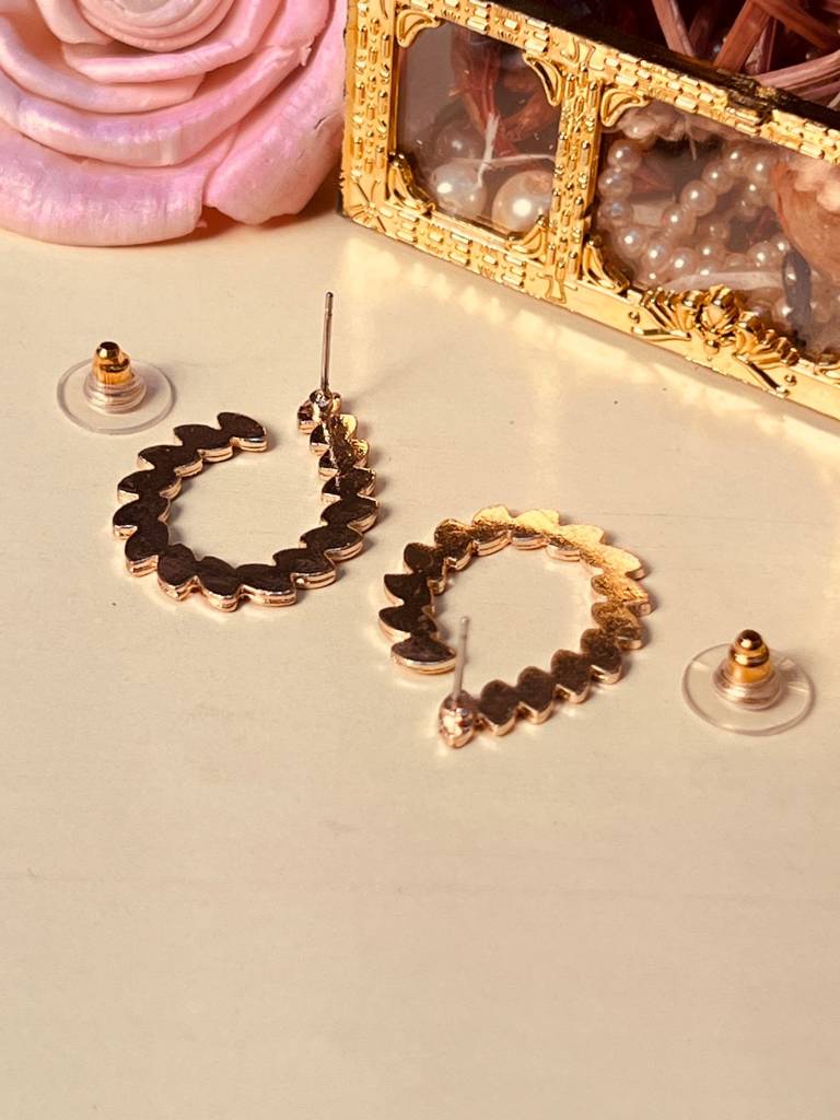 Gold Green Mini Drop Pattern Gold Plated Plain Stud Earrings : WestEar83