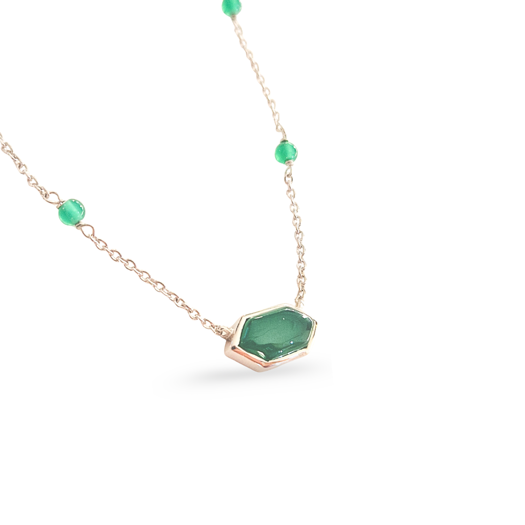Green Mirage Pendant Necklace : NK-GM09-SL-GRN