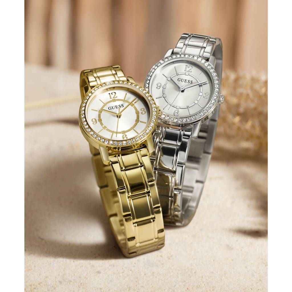 Guess Round 28Mm White Dial Analog Women Watch - Gw0468L2 : GW0468L2