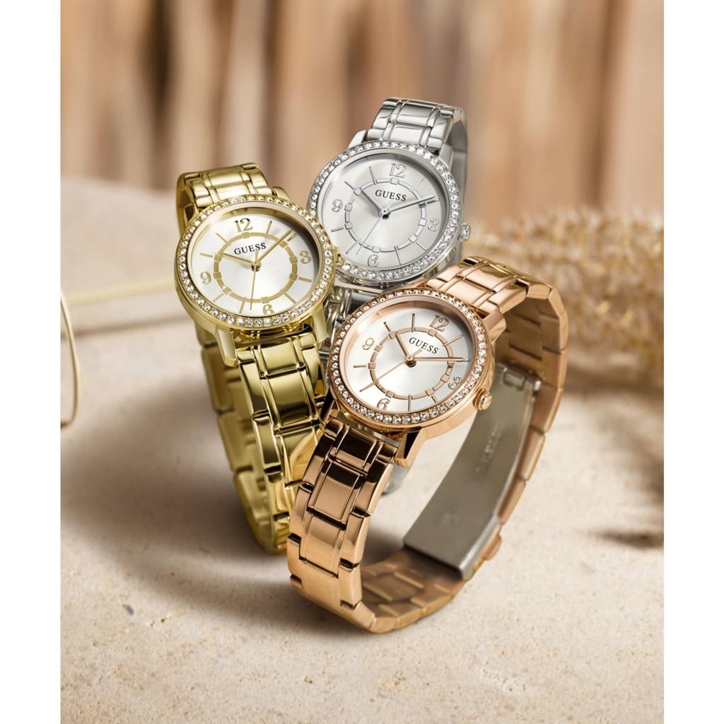 Guess Round 28Mm White Dial Analog Women Watch - Gw0468L3 : GW0468L3