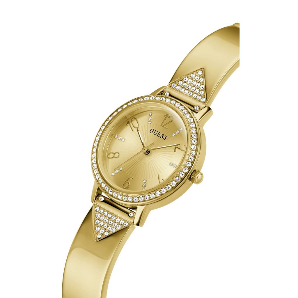 Guess Round 32Mm Champagne Dial Analog Women Watch - Gw0474L2 : GW0474L2