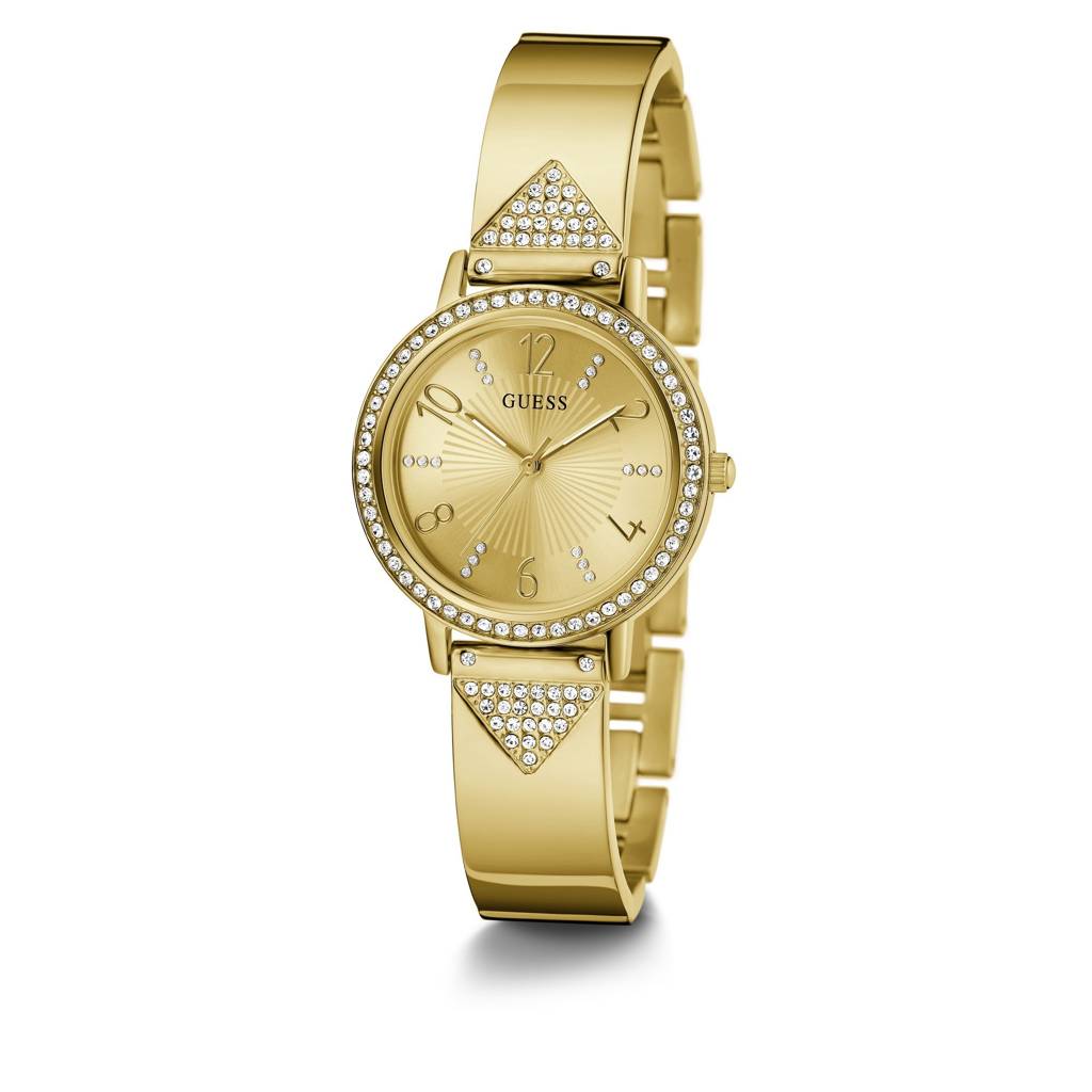 Guess Round 32Mm Champagne Dial Analog Women Watch - Gw0474L2 : GW0474L2