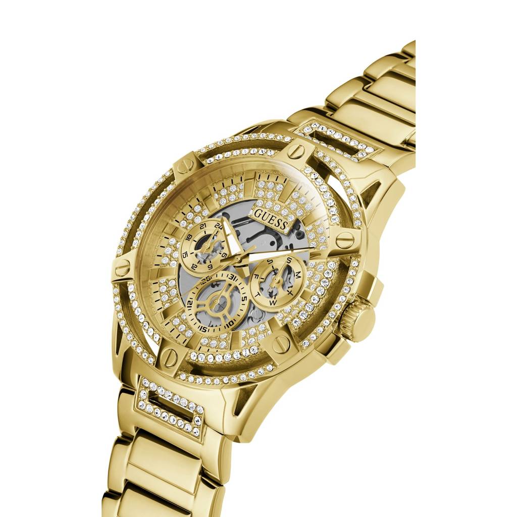 Guess Round 48Mm Champagne Dial Analog Men Watch - Gw0497G2 : GW0497G2