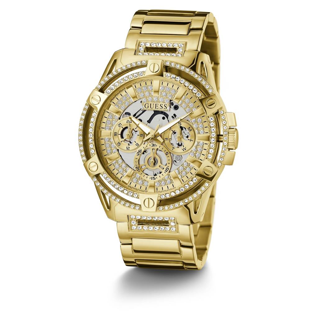 Guess Round 48Mm Champagne Dial Analog Men Watch - Gw0497G2 : GW0497G2