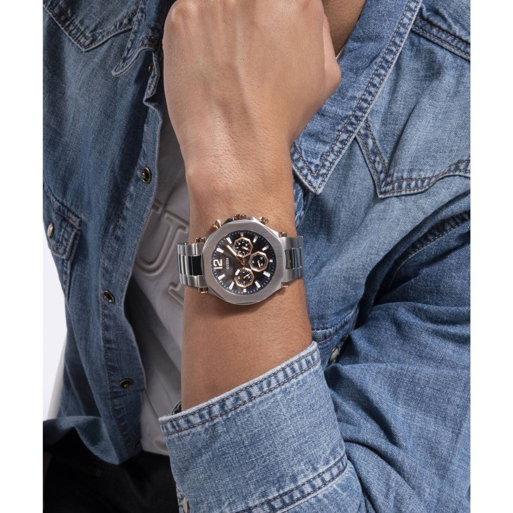Guess Round 46Mm Blue Dial Analog Men Watch - Gw0539G1 : GW0539G1