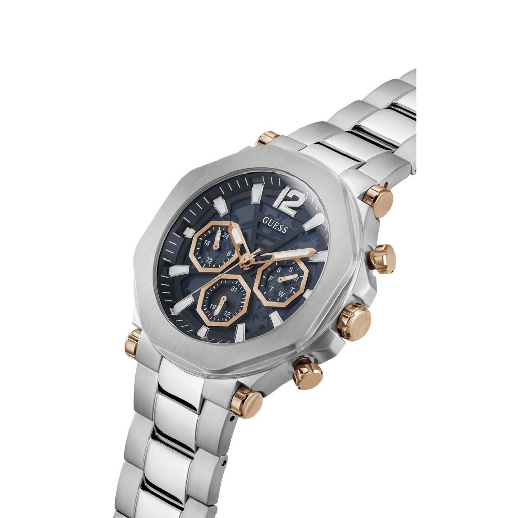 Guess Round 46Mm Blue Dial Analog Men Watch - Gw0539G1 : GW0539G1