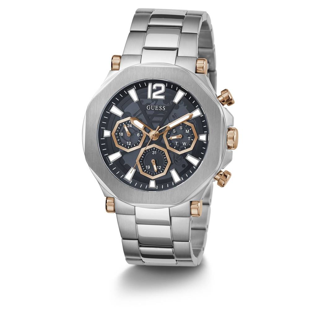 Guess Round 46Mm Blue Dial Analog Men Watch - Gw0539G1 : GW0539G1