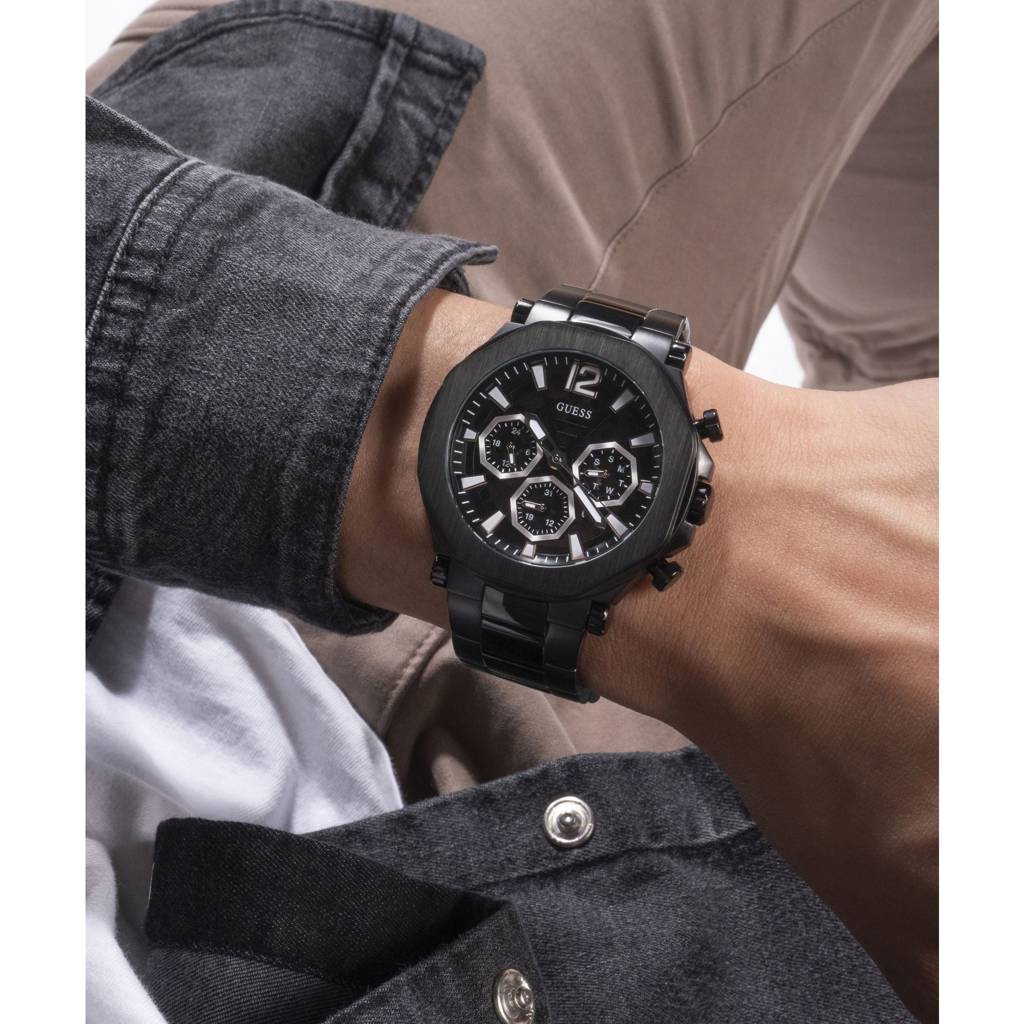 Guess Round 46Mm Black Dial Analog Men Watch - Gw0539G3 : GW0539G3