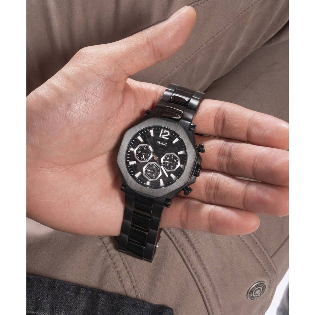 Guess Round 46Mm Black Dial Analog Men Watch - Gw0539G3 : GW0539G3
