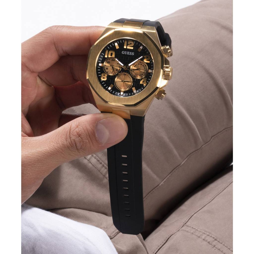 Guess Round 46Mm Black Dial Analog Men Watch - Gw0583G2 : GW0583G2
