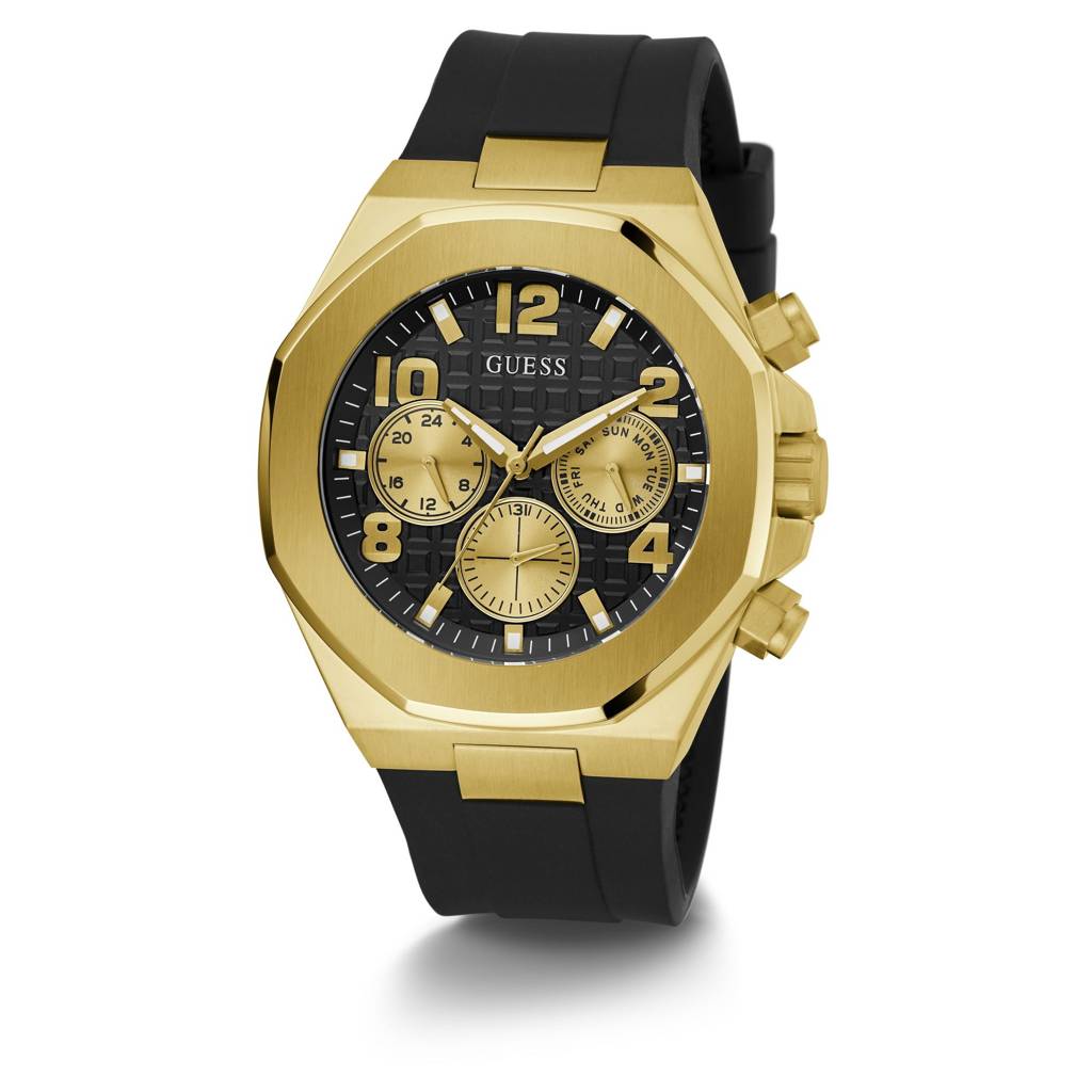 Guess Round 46Mm Black Dial Analog Men Watch - Gw0583G2 : GW0583G2