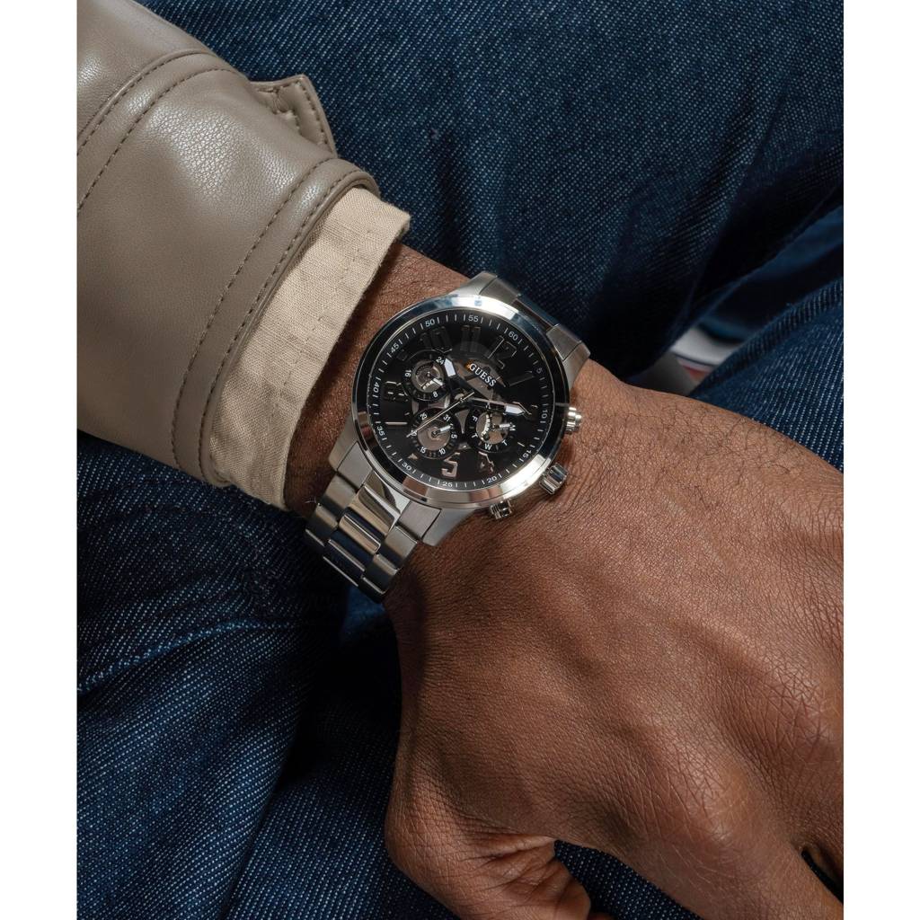 Guess Round 44Mm Black Dial Analog Men Watch - Gw0627G1 : GW0627G1