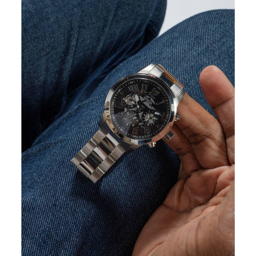 Guess Round 44Mm Black Dial Analog Men Watch - Gw0627G1 : GW0627G1