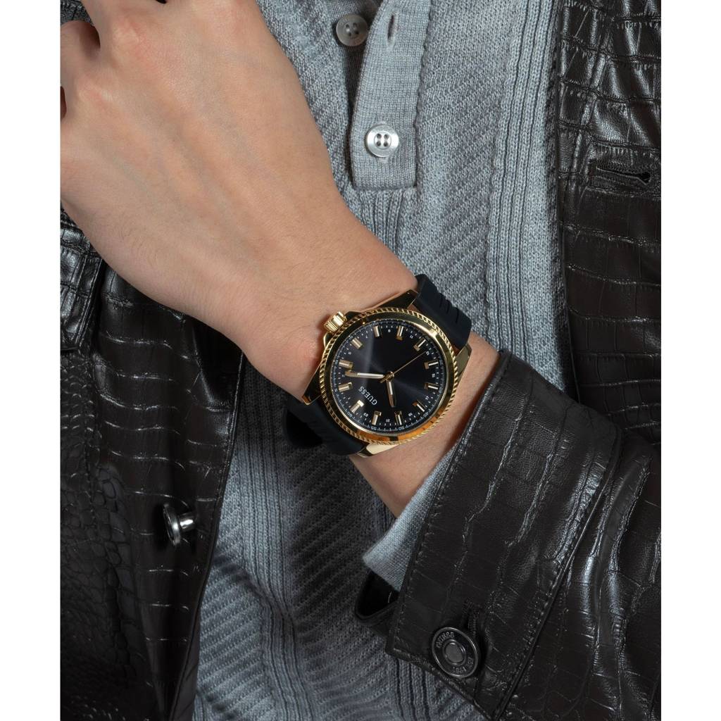 Guess Round 44Mm Black Dial Analog Men Watch - Gw0639G2 : GW0639G2