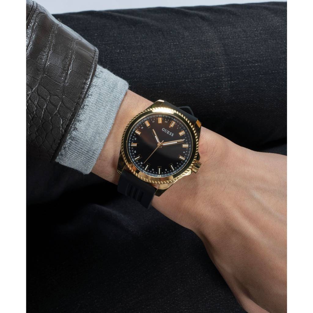 Guess Round 44Mm Black Dial Analog Men Watch - Gw0639G2 : GW0639G2