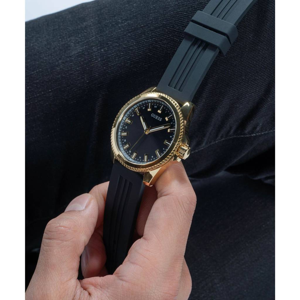 Guess Round 44Mm Black Dial Analog Men Watch - Gw0639G2 : GW0639G2