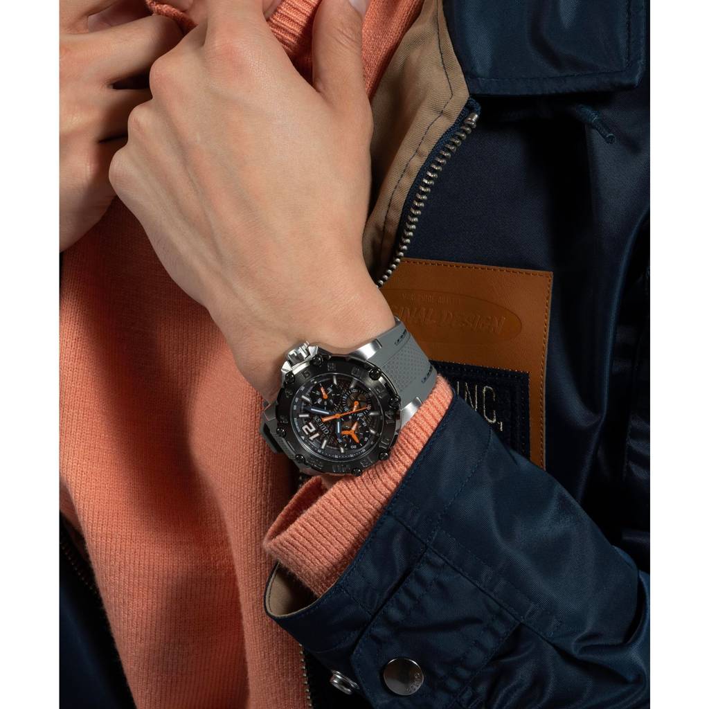 Guess Round 46Mm Grey Dial Analog Men Watch - Gw0640G1 : GW0640G1