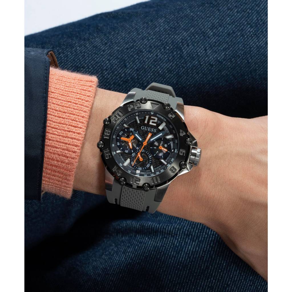 Guess Round 46Mm Grey Dial Analog Men Watch - Gw0640G1 : GW0640G1