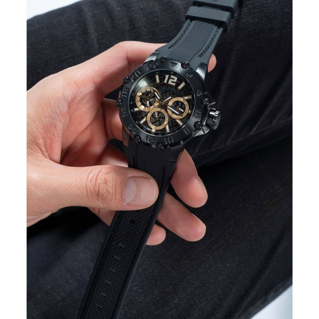 Guess Round 46Mm Black Dial Analog Men Watch - Gw0640G2 : GW0640G2