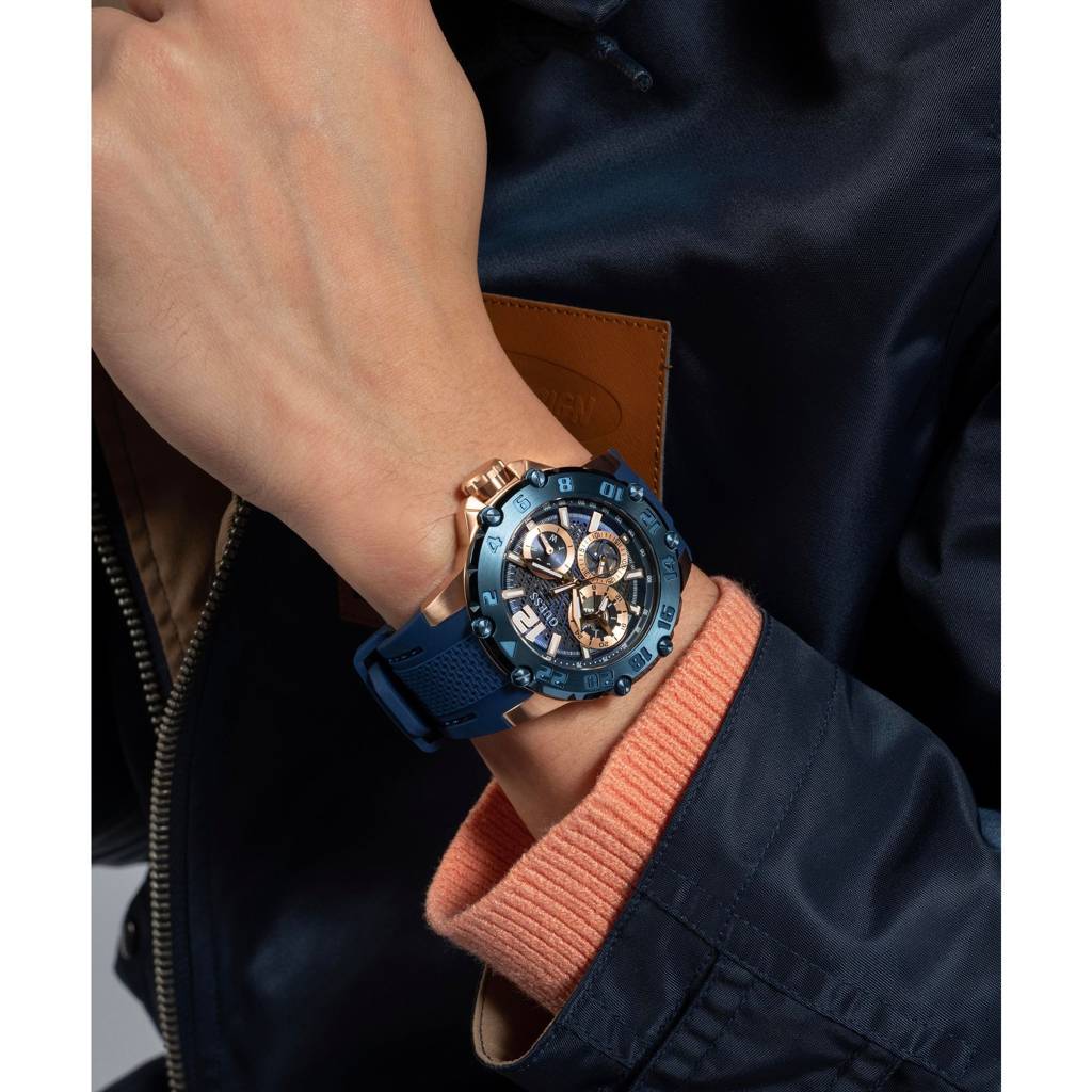 Guess Round 46Mm Blue Dial Analog Men Watch - Gw0640G3 : GW0640G3