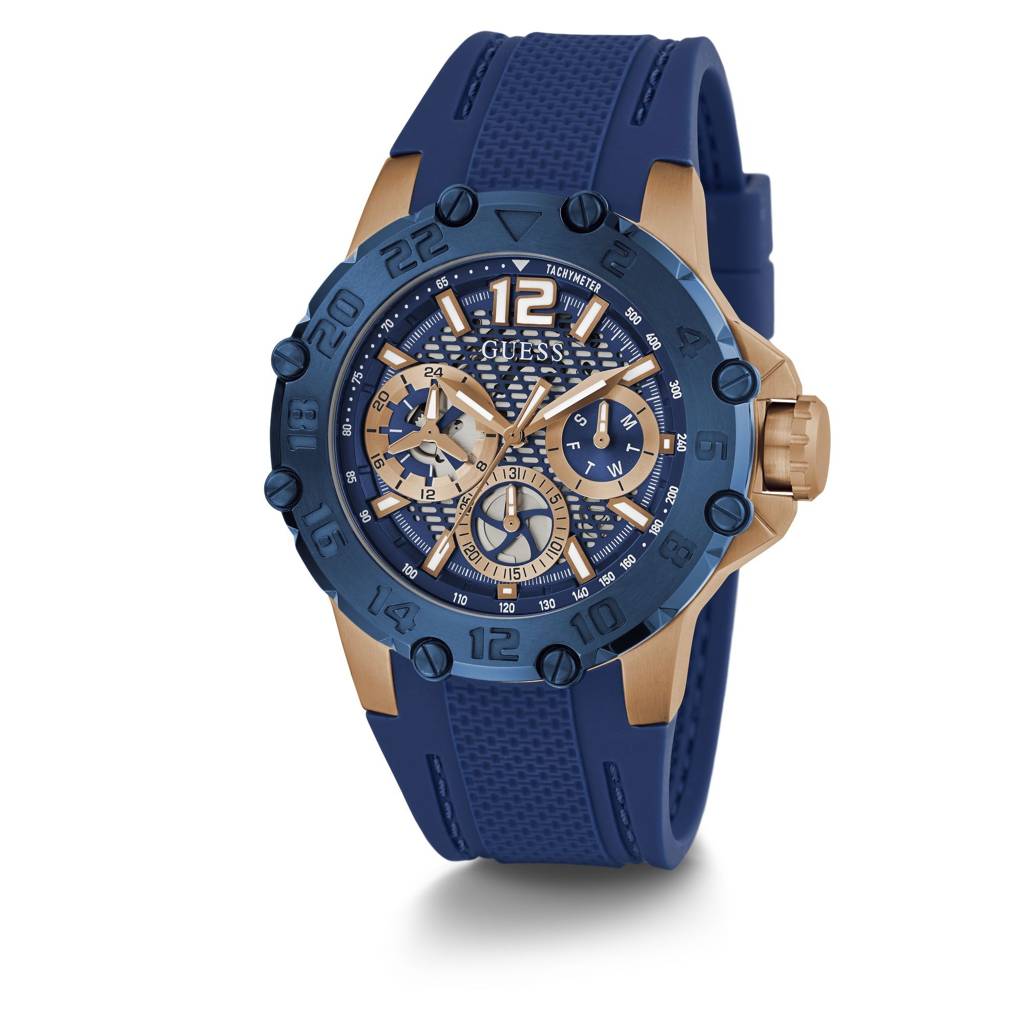 Guess Round 46Mm Blue Dial Analog Men Watch - Gw0640G3 : GW0640G3