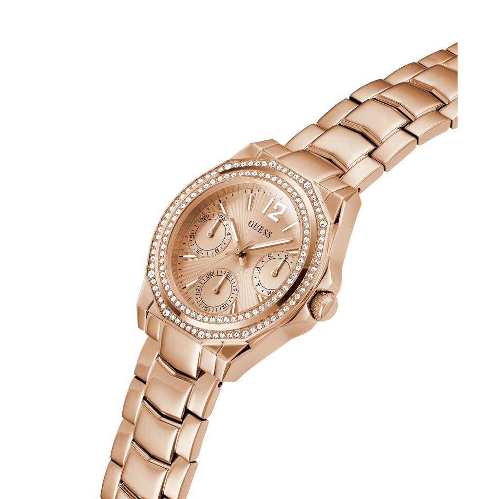 Guess Round 36Mm Rose Gold Dial Analog Women Watch - Gw0685L3 : GW0685L3