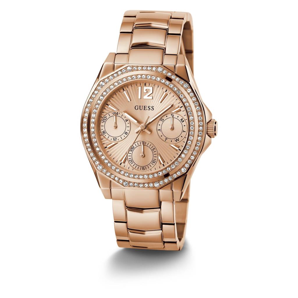 Guess Round 36Mm Rose Gold Dial Analog Women Watch - Gw0685L3 : GW0685L3