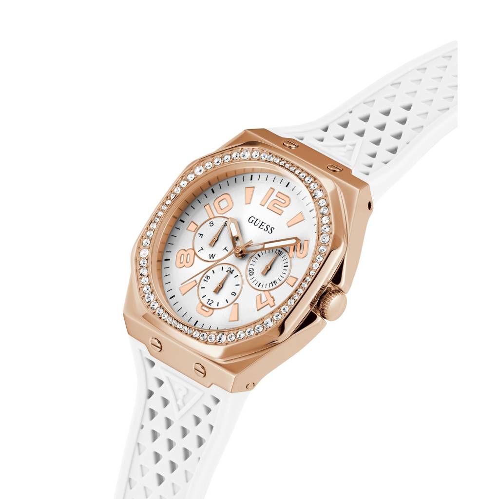 Guess Octagonal 39Mm White Dial Analog Women Watch - Gw0694L3 : GW0694L3