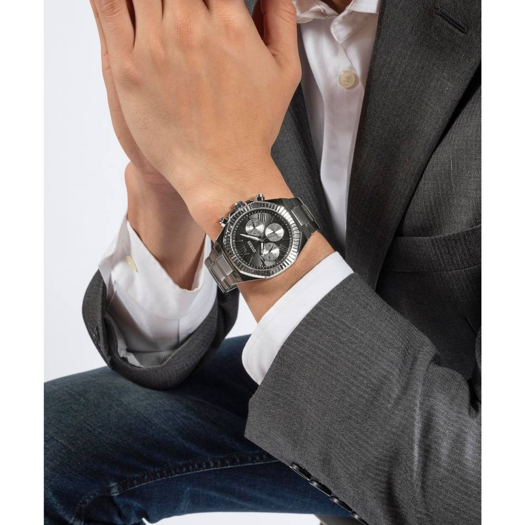 Guess Round 44Mm Black Dial Analog Men Watch - Gw0703G1 : GW0703G1