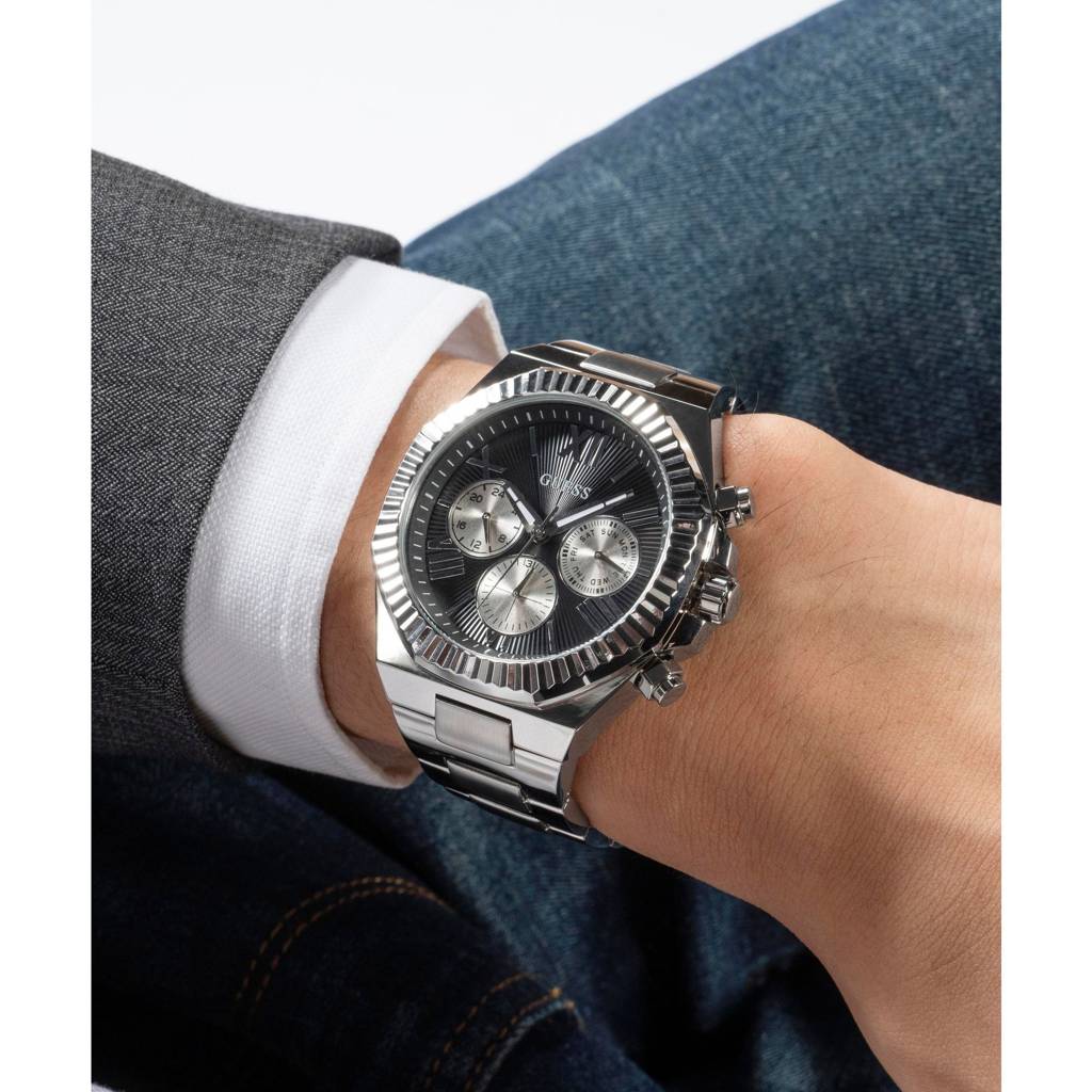 Guess Round 44Mm Black Dial Analog Men Watch - Gw0703G1 : GW0703G1