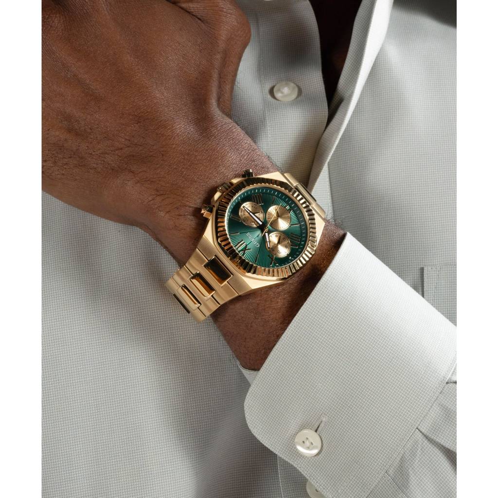 Guess Round 44Mm Green Dial Analog Men Watch - Gw0703G2 : GW0703G2