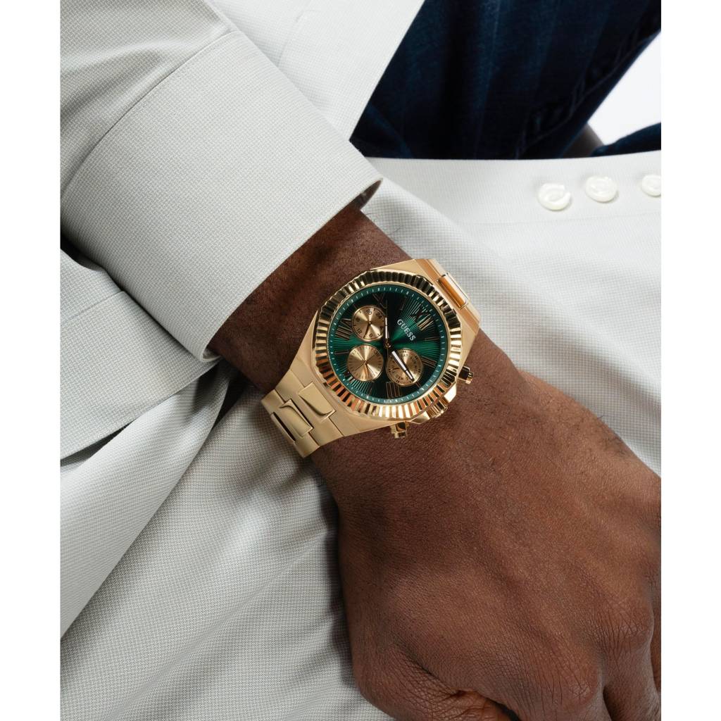 Guess Round 44Mm Green Dial Analog Men Watch - Gw0703G2 : GW0703G2