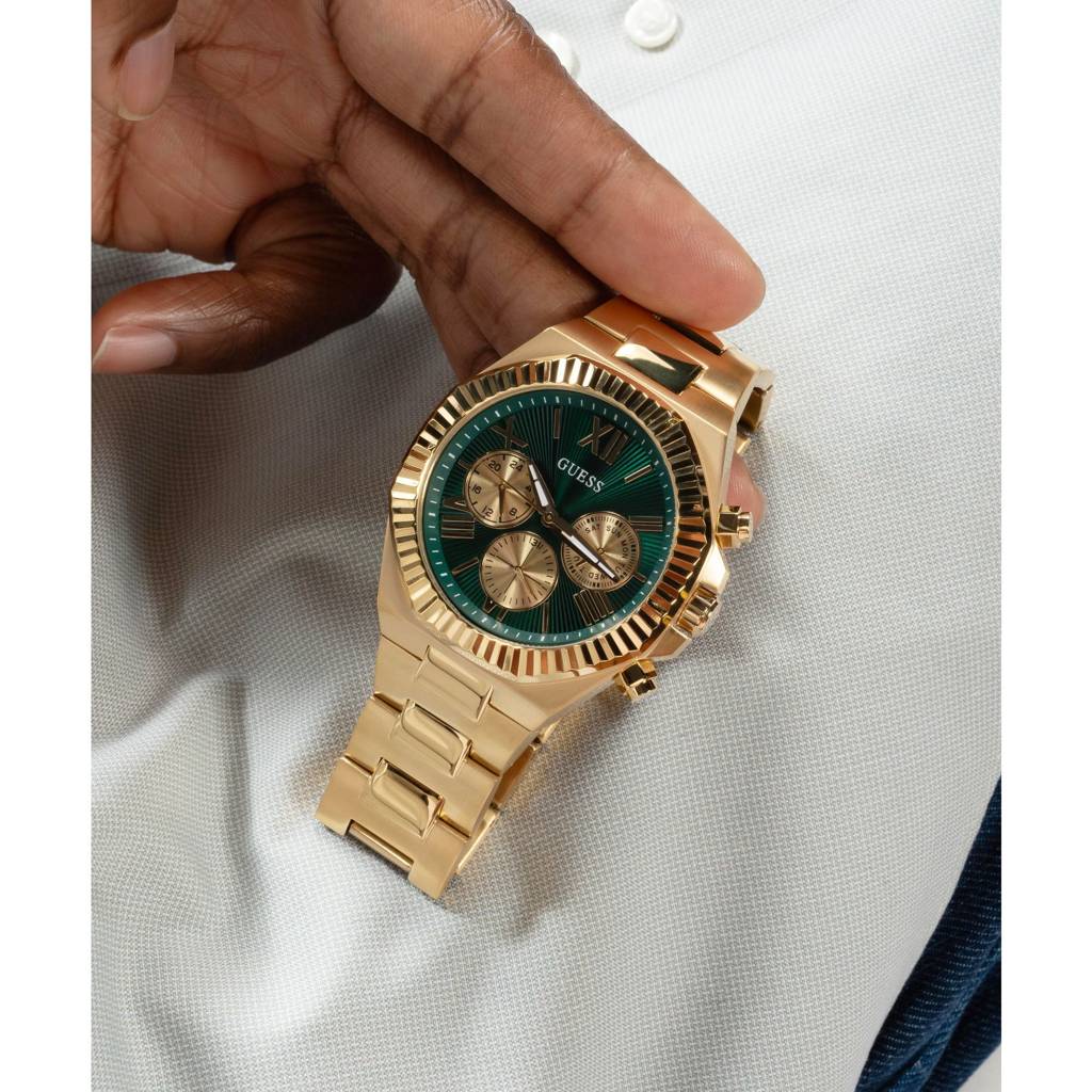 Guess Round 44Mm Green Dial Analog Men Watch - Gw0703G2 : GW0703G2