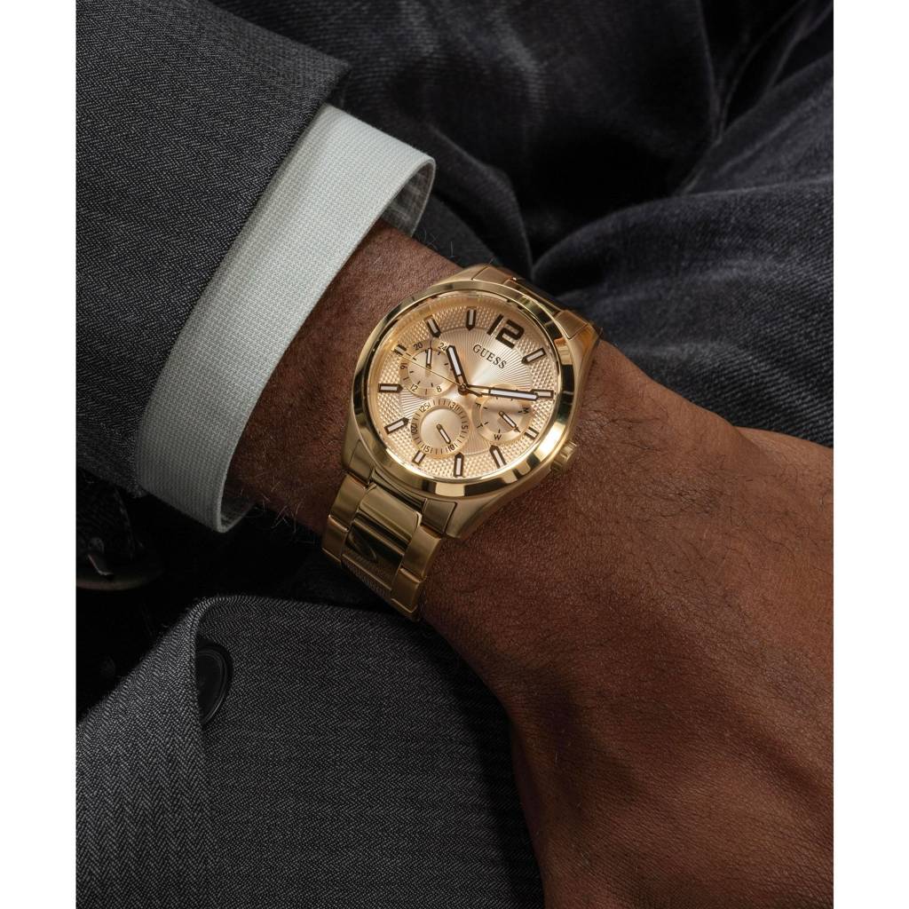 Guess Round 42Mm Champagne Dial Analog Men Watch - Gw0707G3 : GW0707G3