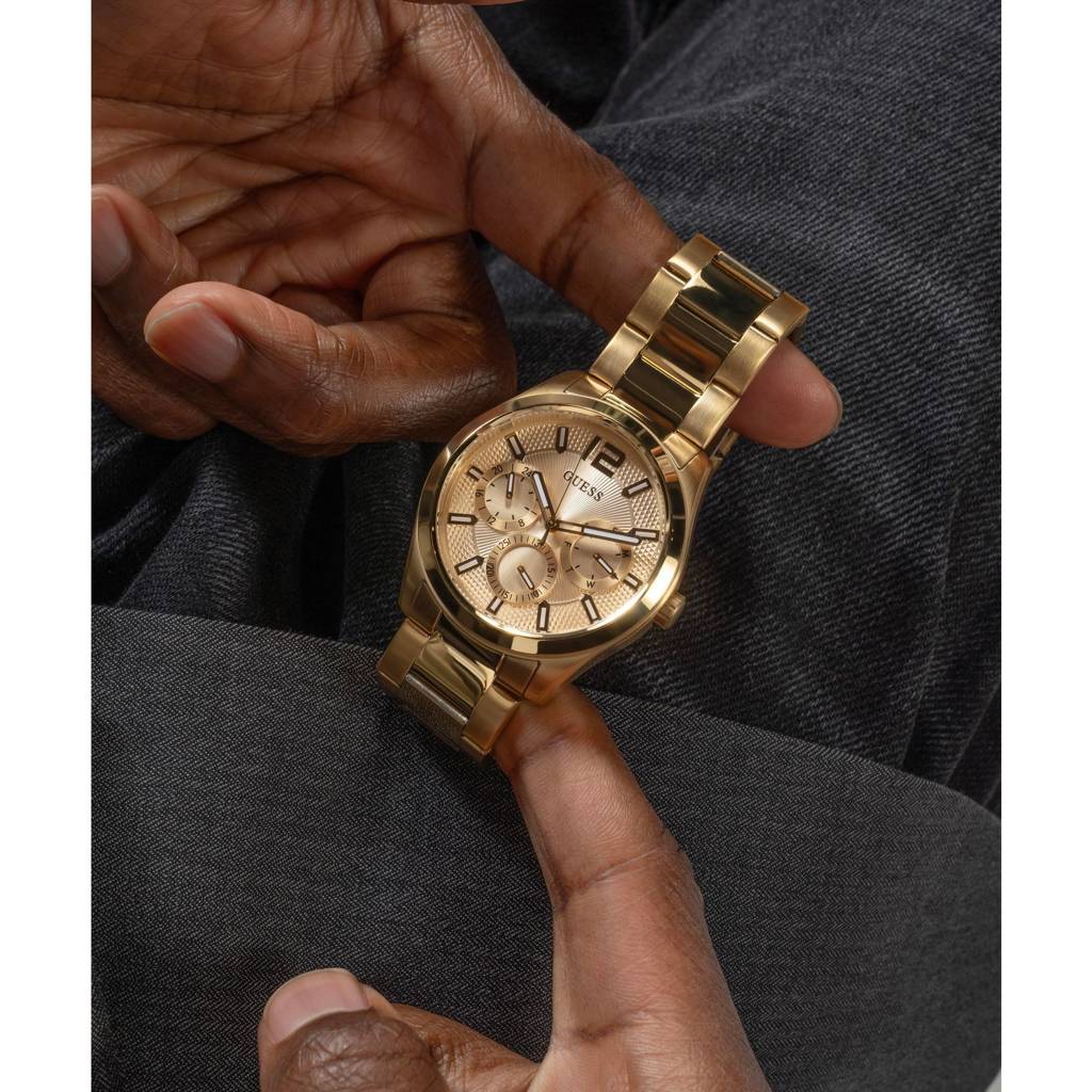 Guess Round 42Mm Champagne Dial Analog Men Watch - Gw0707G3 : GW0707G3