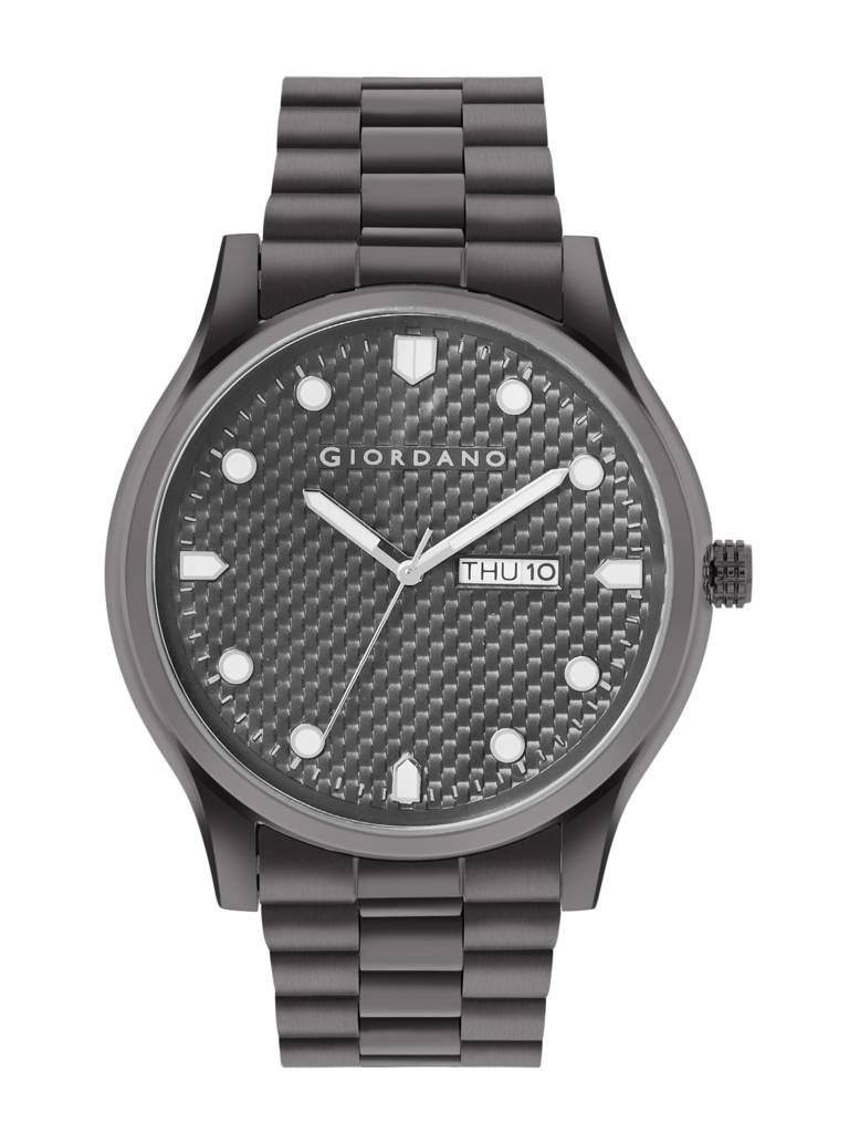 Analog Watch For Men With Two-Tone Stainless Steel Strap & Textured Dial, Day-Date Display, Elegant Casual Style : GZ-50122-22