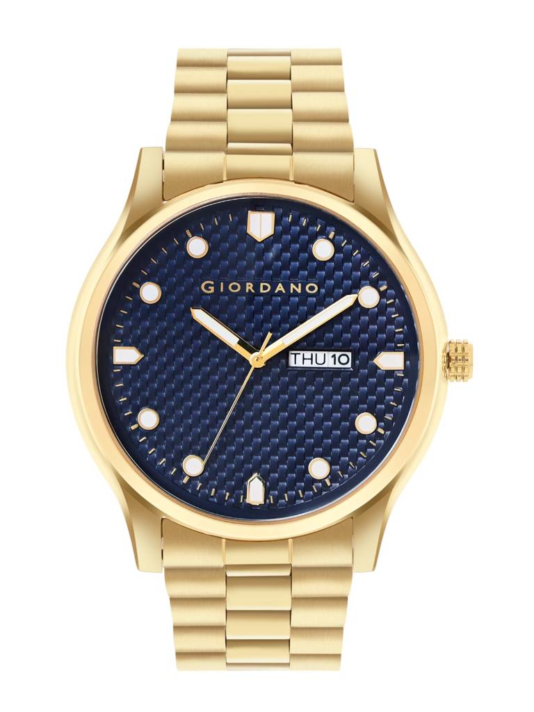 Analog Watch For Men With Two-Tone Stainless Steel Strap & Textured Dial, Day-Date Display, Elegant Casual Style : GZ-50122-55