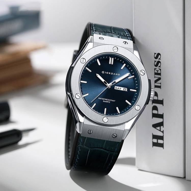 Giordano Casual Analog Watch For Men With Leather Band, Day-Date Function And Quartz Movement : GZ-50142-04