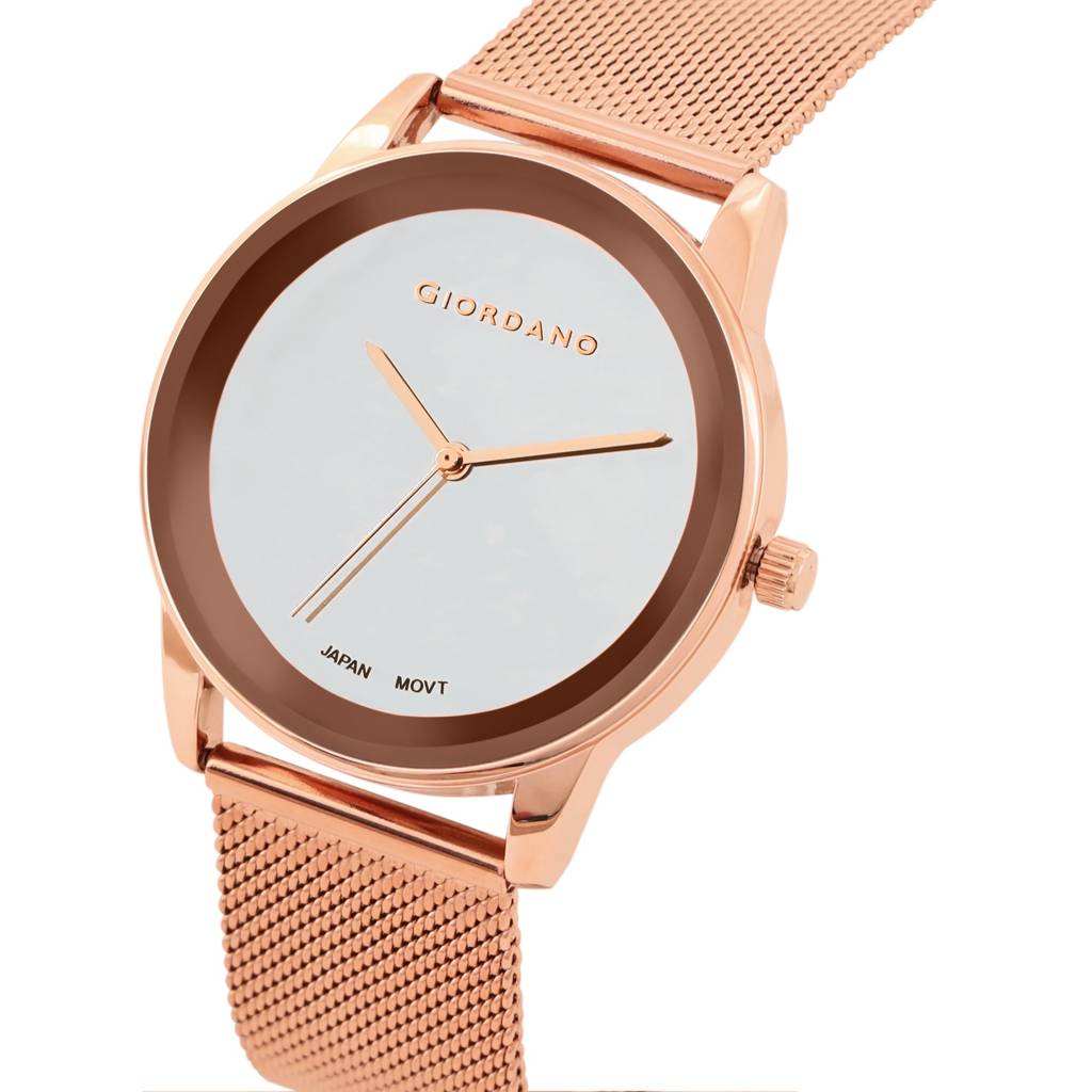 Giordano Aw22 Collection Analog Watch For Women Stylish Metal Strap| 3 Hands Mechanism With Water Resistant Wris : GZ-60026-22