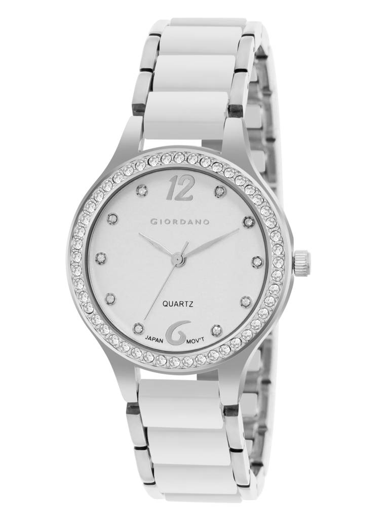 Giordano Analog Watch For Women, Diamond-Set With Metal Strap Ladies Water Resistant Wrist Watch For Female-Gz-6 : GZ-60065-11