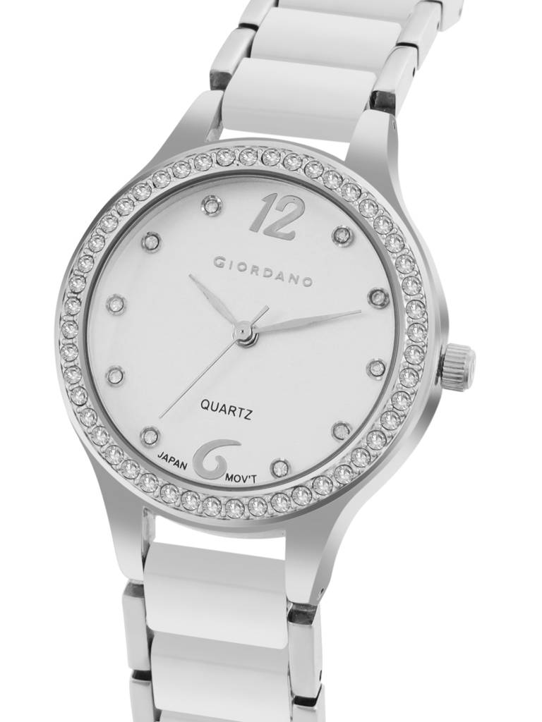 Giordano Analog Watch For Women, Diamond-Set With Metal Strap Ladies Water Resistant Wrist Watch For Female-Gz-6 : GZ-60065-11
