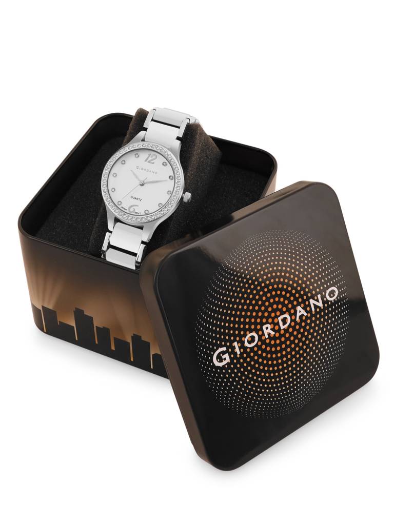 Giordano Analog Watch For Women, Diamond-Set With Metal Strap Ladies Water Resistant Wrist Watch For Female-Gz-6 : GZ-60065-11