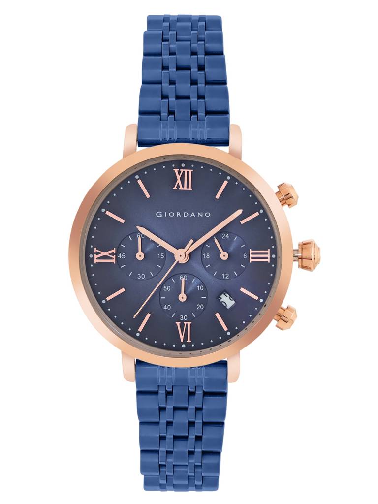 Giordano Analog Multifunction Watch For Women | Curved Glass, Stainless Steel Strap, Date Display And Roman Indi : GZ-60072-22