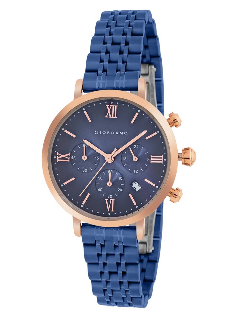 Giordano Analog Multifunction Watch For Women | Curved Glass, Stainless Steel Strap, Date Display And Roman Indi : GZ-60072-22