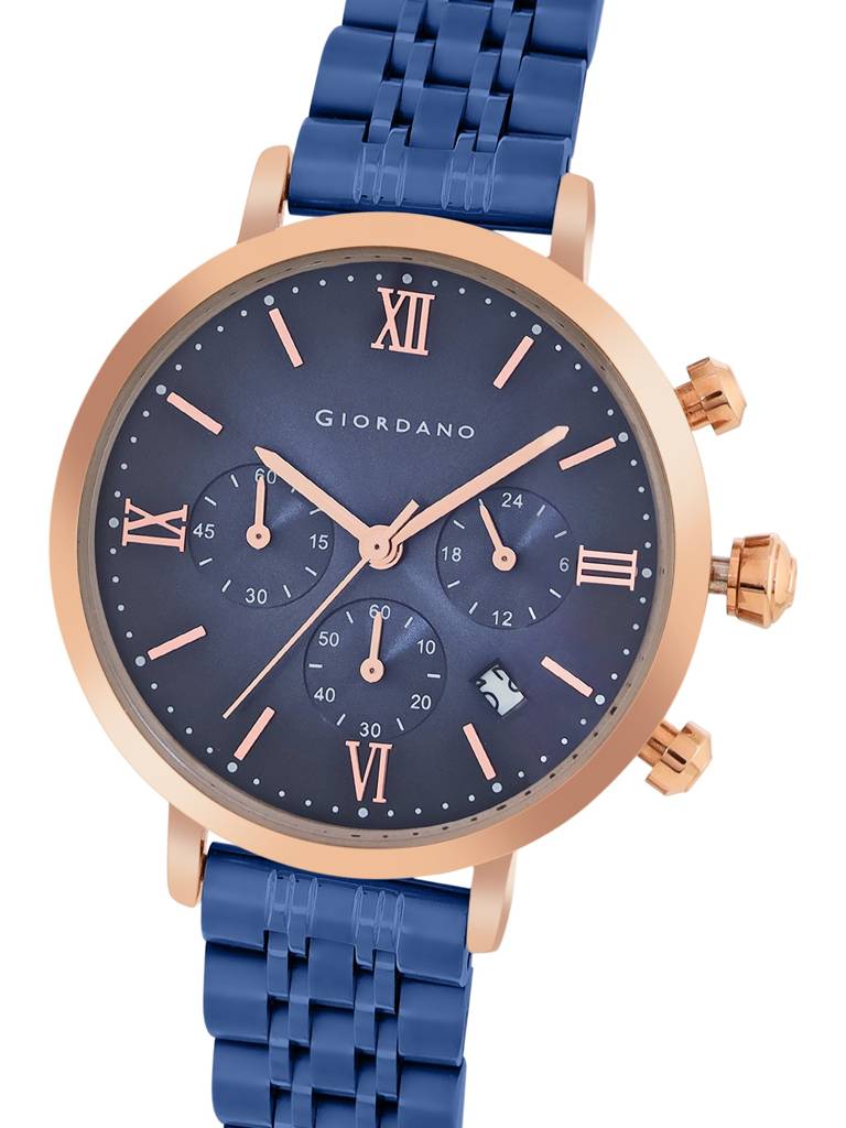 Giordano Analog Multifunction Watch For Women | Curved Glass, Stainless Steel Strap, Date Display And Roman Indi : GZ-60072-22