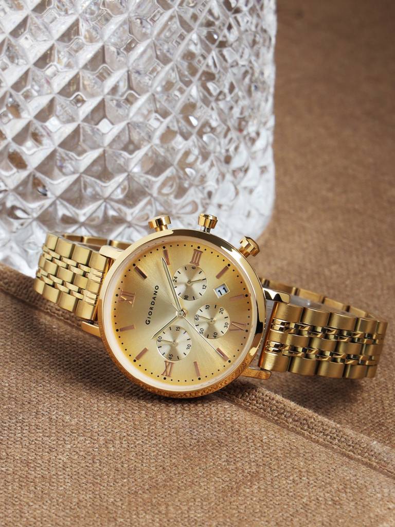 Giordano Analog Multifunction Watch For Women | Curved Glass, Stainless Steel Strap, Date Display And Roman Indi : GZ-60072-44