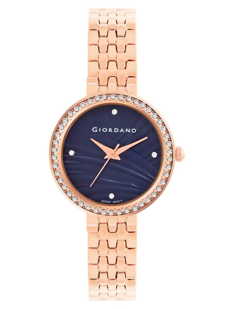 Giordano Analog Stylish Watch For Women With Crystal Bezel & Textured ...